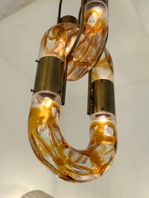 Italian Murano Glass and Brass Chain Chandelier attributed to Aldo Nason for Mazzega, 1970s-FUE-2018346