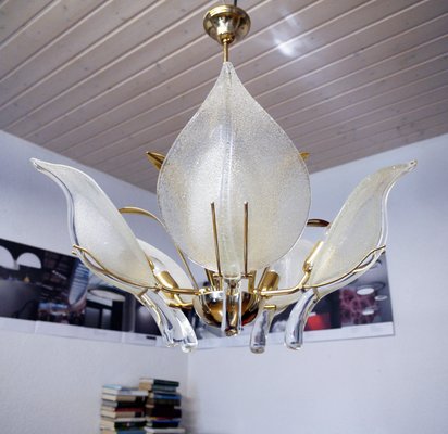 Italian Murano Glass and Brass Chandelier by Archimede Seguso for Seguso, 1960s-DEK-550823