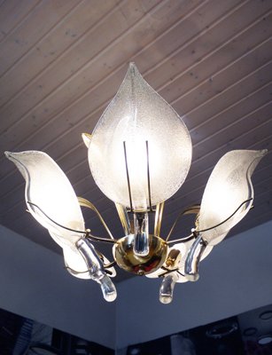 Italian Murano Glass and Brass Chandelier by Archimede Seguso for Seguso, 1960s-DEK-550823