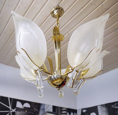 Italian Murano Glass and Brass Chandelier by Archimede Seguso for Seguso, 1960s-DEK-550823