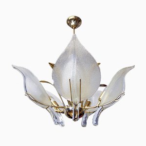 Italian Murano Glass and Brass Chandelier by Archimede Seguso for Seguso, 1960s-DEK-550823