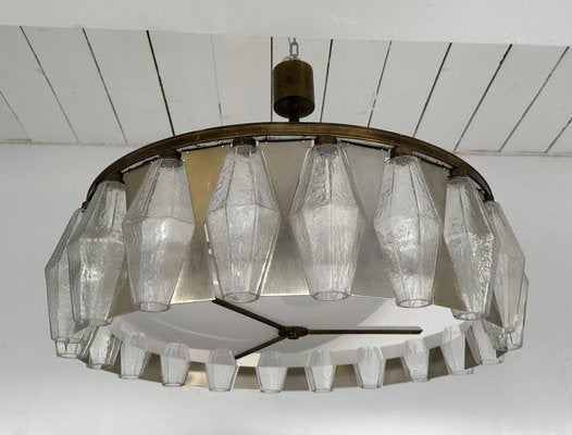 Italian Murano Glass and Brass Chandelier by Aureliano Toso, 1960s-FUE-1811381