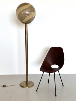 Italian Murano Glass and Brass Floor Lamp, 1970s-VNE-1800292