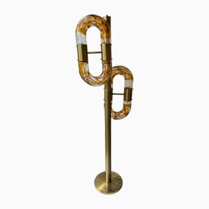 Italian Murano Glass Brass Chain Floor Lamp attributed to Aldo Nason for Mazzega, 1970s-FUE-2018535