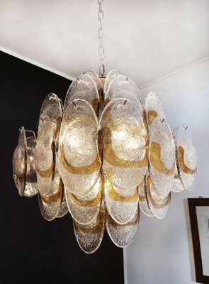 Italian Murano Glass Chandelier with 36 Amber Shells, Italy, Mid-20th Century-FHZ-1196256