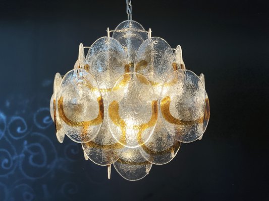 Italian Murano Glass Chandelier with 36 Amber Shells, Italy, Mid-20th Century-FHZ-1196256