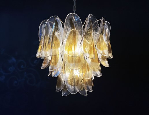 Italian Murano Glass Chandelier with 41 Rondini Amber Glass Pieces from Mazzega, 1990s-FHZ-1275823