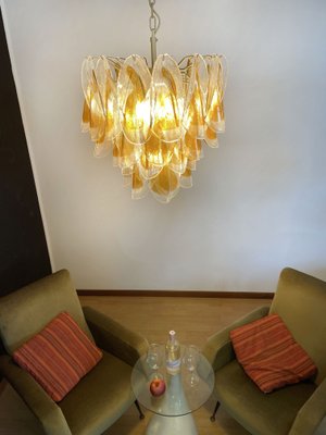 Italian Murano Glass Chandelier with 41 Rondini Amber Glass Pieces from Mazzega, 1990s-FHZ-1275823