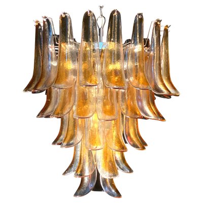 Italian Murano Glass Chandelier with Amber Glass Petals, 1970s-MBH-1397976