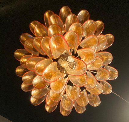 Italian Murano Glass Chandelier with Amber Glass Petals, 1970s-MBH-1397976