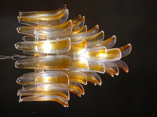 Italian Murano Glass Chandelier with Amber Glass Petals, 1970s-MBH-1397976