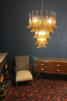 Italian Murano Glass Chandelier with Amber Glass Petals, 1970s-MBH-1397976