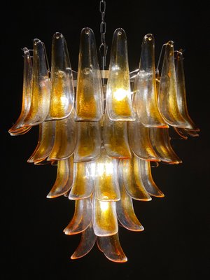 Italian Murano Glass Chandelier with Amber Glass Petals, 1970s-MBH-1397976