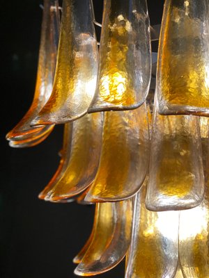 Italian Murano Glass Chandelier with Amber Glass Petals, 1970s-MBH-1397976