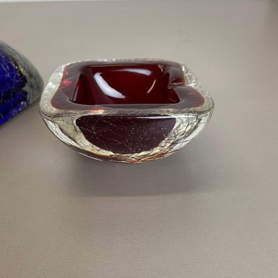 Italian Murano Glass Crack Structure Bowl Shells Ashtray, 1970s, Set of 2-QZ-1091372