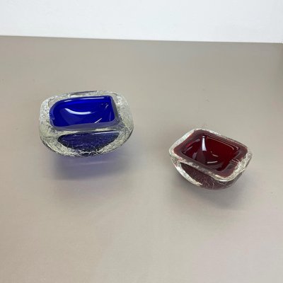 Italian Murano Glass Crack Structure Bowl Shells Ashtray, 1970s, Set of 2-QZ-1091372