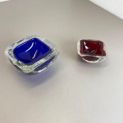 Italian Murano Glass Crack Structure Bowl Shells Ashtray, 1970s, Set of 2-QZ-1091372