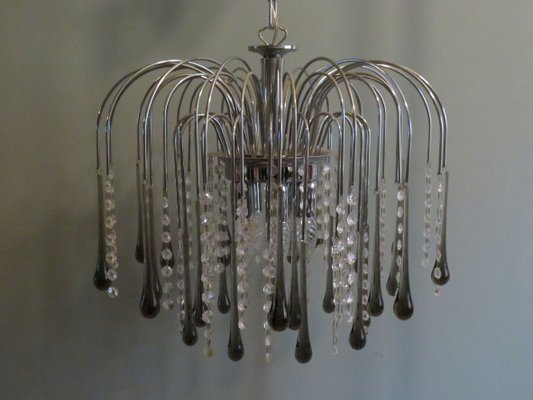 Italian Murano Glass Drop Waterfall Chandelier, 1960s-UKG-1430733