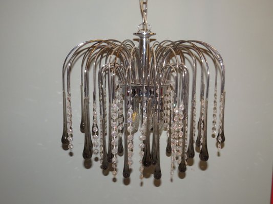 Italian Murano Glass Drop Waterfall Chandelier, 1960s-UKG-1430733