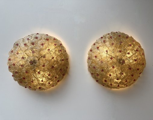 Italian Murano Glass Flower Sconces by Barovier & Toso, 1960s, Set of 2-FUE-1762422