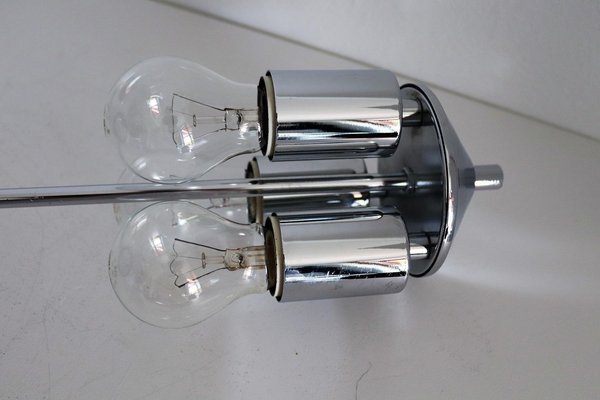 Italian Murano Glass Globe and Chrome Pendant Lamp, 1970s-VNE-965971