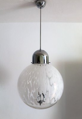 Italian Murano Glass Globe and Chrome Pendant Lamp, 1970s-VNE-965971