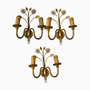 Italian Murano Glass Gold Gilded Sconces, Set of 3-JJC-1300257