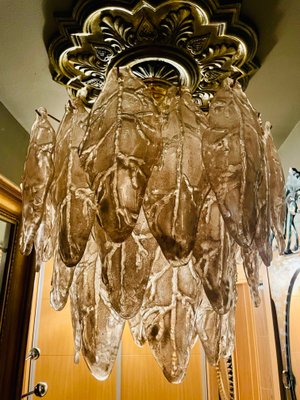 Italian Murano Glass Leaf Chandelier from Mazzega, 1970s-OPE-928518