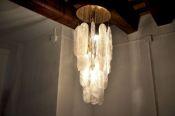 Italian Murano Glass Leaf Pendant Lamp from Mazzega, 1970s-EJE-914397