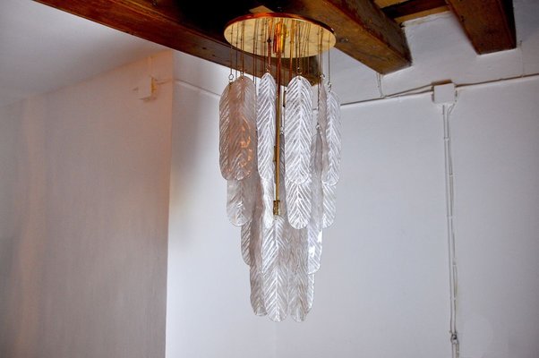 Italian Murano Glass Leaf Pendant Lamp from Mazzega, 1970s-EJE-914397