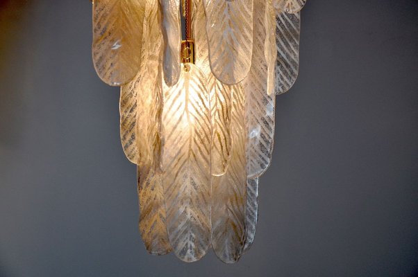 Italian Murano Glass Leaf Pendant Lamp from Mazzega, 1970s-EJE-914397