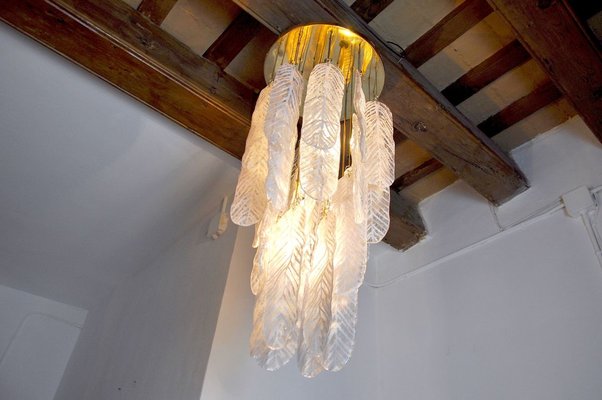 Italian Murano Glass Leaf Pendant Lamp from Mazzega, 1970s-EJE-914397