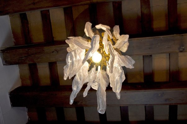 Italian Murano Glass Leaf Pendant Lamp from Mazzega, 1970s-EJE-914397