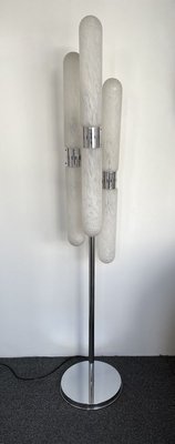 Italian Murano Glass, Metal & Chrome Floor Lamp from Mazzega, 1970s-FUE-902277