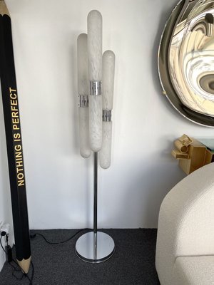 Italian Murano Glass, Metal & Chrome Floor Lamp from Mazzega, 1970s-FUE-902277