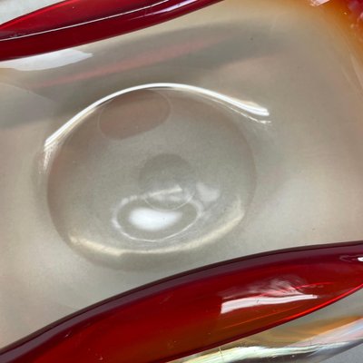 Italian Murano Glass Red-Yellow Bowl, 1970s-QZ-1814026