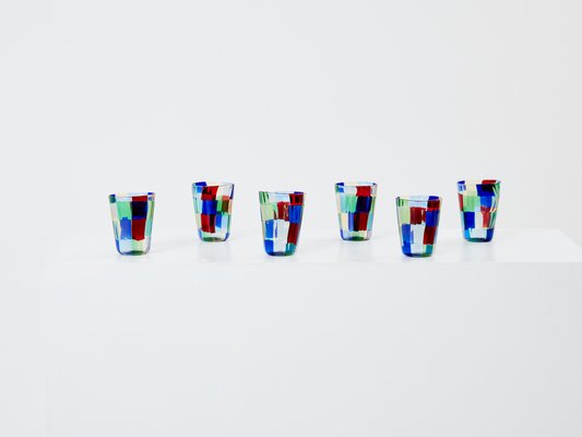 Italian Murano Glass Tumblers, 1980s, Set of 6-YJA-1763612