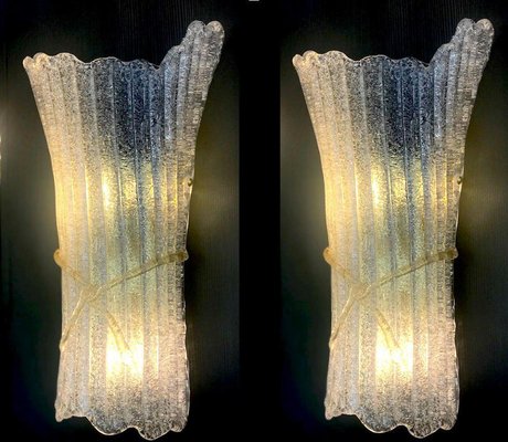 Italian Murano Glass Wall Sconces from Barovier & Toso, 1970s, Set of 2-MBH-1031885