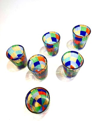 Italian Murano Glasses in the style of Venini, Set of 6-TKI-1182511