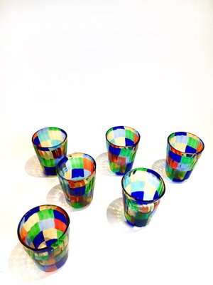 Italian Murano Glasses in the style of Venini, Set of 6-TKI-1182511