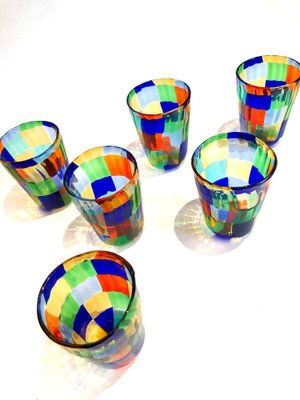 Italian Murano Glasses in the style of Venini, Set of 6-TKI-1182511