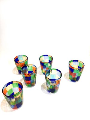 Italian Murano Glasses in the style of Venini, Set of 6-TKI-1182511