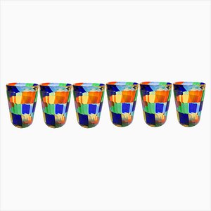 Italian Murano Glasses in the style of Venini, Set of 6-TKI-1182511