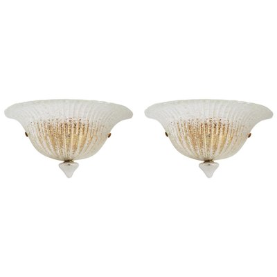 Italian Murano Ice Glass Wall Sconces in the Style of Barovier, 1970s, Set of 2-VNE-966068