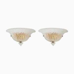 Italian Murano Ice Glass Wall Sconces in the Style of Barovier, 1970s, Set of 2-VNE-966068