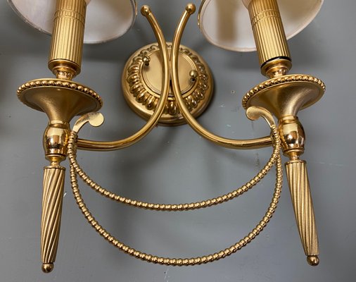 Italian Neoclassical Gilt Brass Wall Lights by Sciolari, 1960s, Set of 2-WZZ-1179085