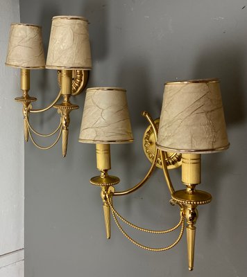 Italian Neoclassical Gilt Brass Wall Lights by Sciolari, 1960s, Set of 2-WZZ-1179085