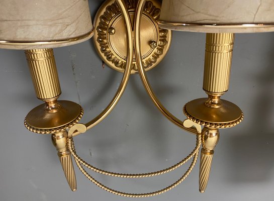 Italian Neoclassical Gilt Brass Wall Lights by Sciolari, 1960s, Set of 2-WZZ-1179085