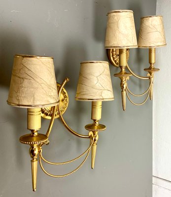 Italian Neoclassical Gilt Brass Wall Lights by Sciolari, 1960s, Set of 2-WZZ-1179085