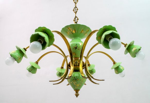 Italian Neoclassical Porcelain and Brass 8-Light Chandelier, 1960s-FER-801019